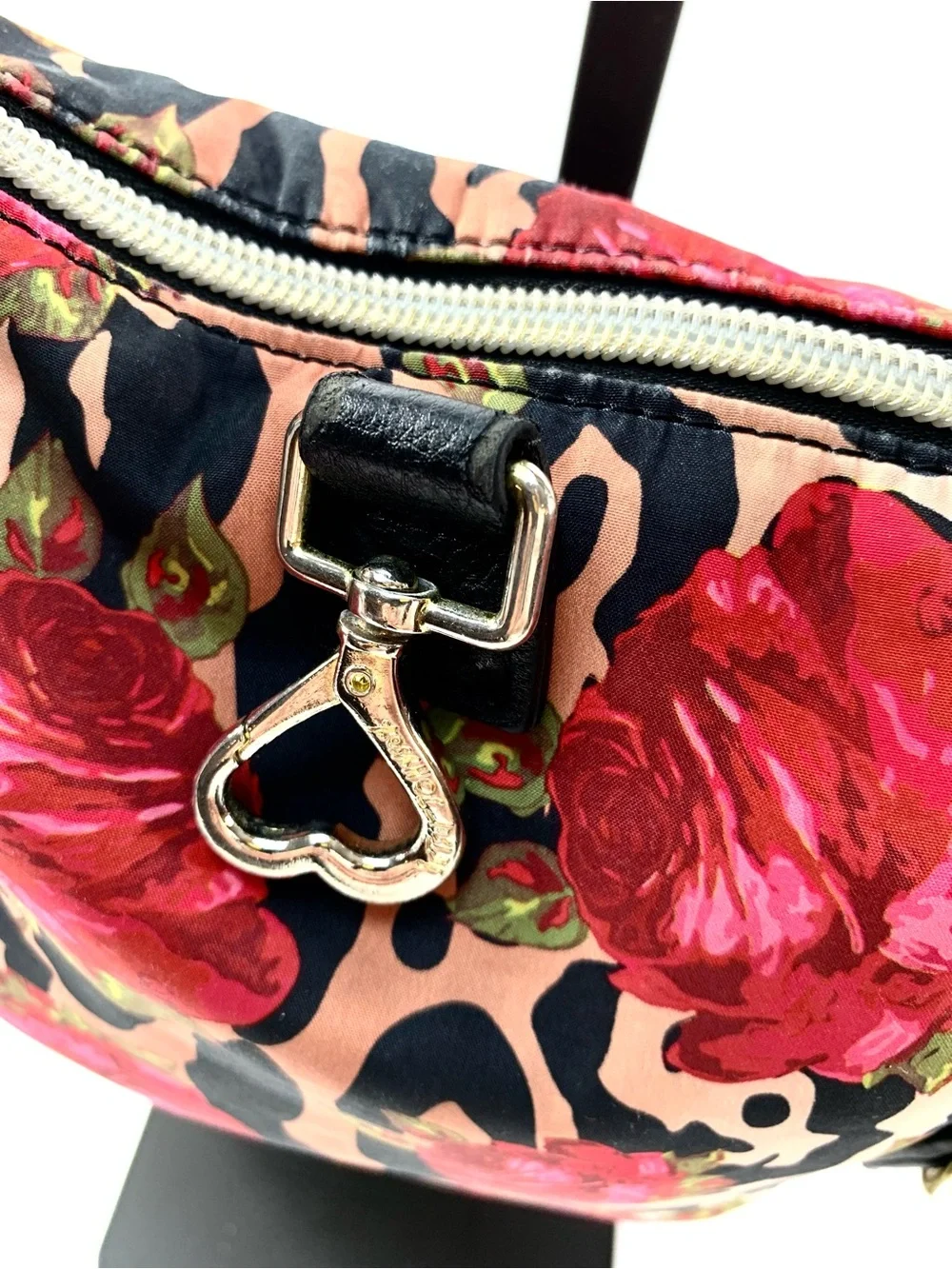 Betsey Johnson Floral Animal Print Y2K Whimsical Crossbody Bag Heart Charm